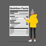 Vector graphic of a person looking at a life-size food label