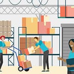 Vector graphic of a foodservice physical inventory team