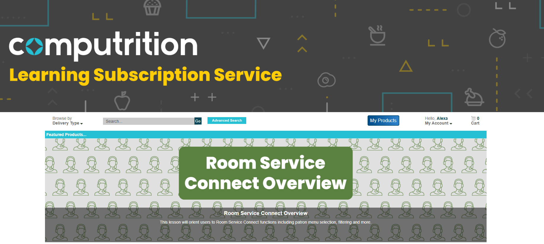 Learning Subscription Service screenshot of Room Service Connect page