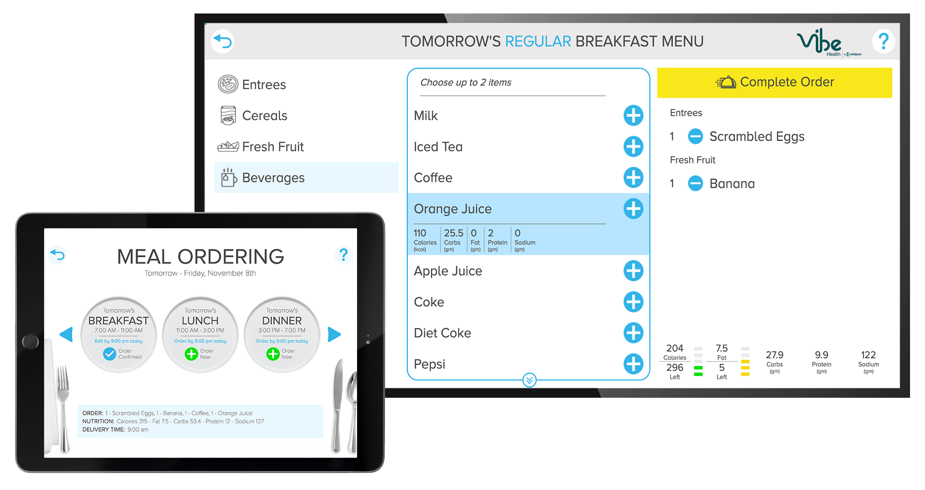 Vibe Health by eVideon helps to integrate foodservice systems with Computrition