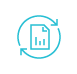 A blue icon of a piece of paper surrounded by circular arrows.
