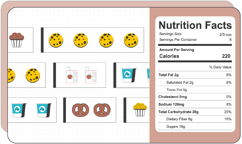 An example of a nutrition facts label created with Label Elite.