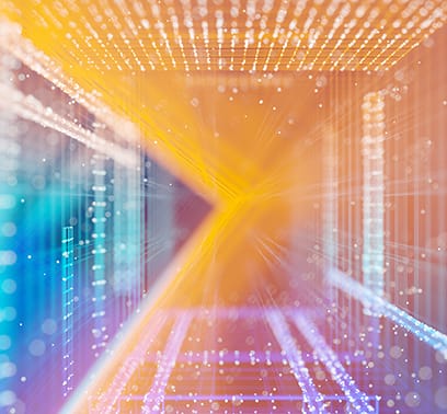 An abstract, colorful graphic depicting technology.