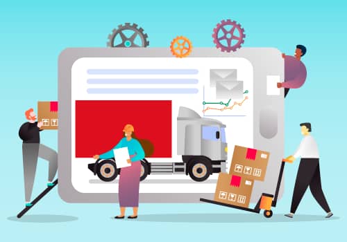 A graphic depicting a team working together on foodservice inventory management.