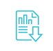 A blue icon of a spreadsheet with a downward arrow in the bottom-right corner.