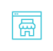 A blue icon of a browser window showing a storefront.