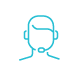 A blue icon of a globe with a person on either side. Two rounded arrows indicate a transfer from one to the other.