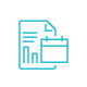 A blue icon of a spreadsheet behind a calendar.