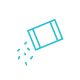 A blue icon of seasoning falling from a shaker.