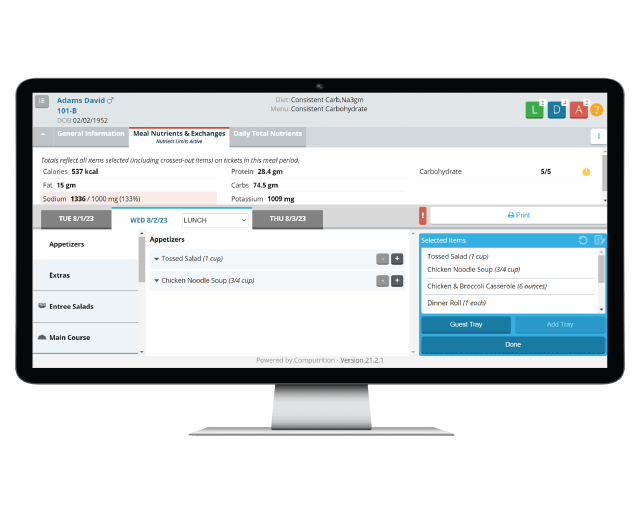 Bedside and call center meal ordering with Room Service Connect