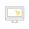 A gray and yellow icon of a computer monitor with a cursor.