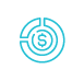 A blue icon of a dollar sign within circular borders.