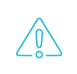 A blue icon of an exclamation point within a triangle.
