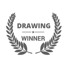 A gray icon of "Drawing Winner" surrounded by a laurel wreath.