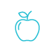 A blue icon of an apple.