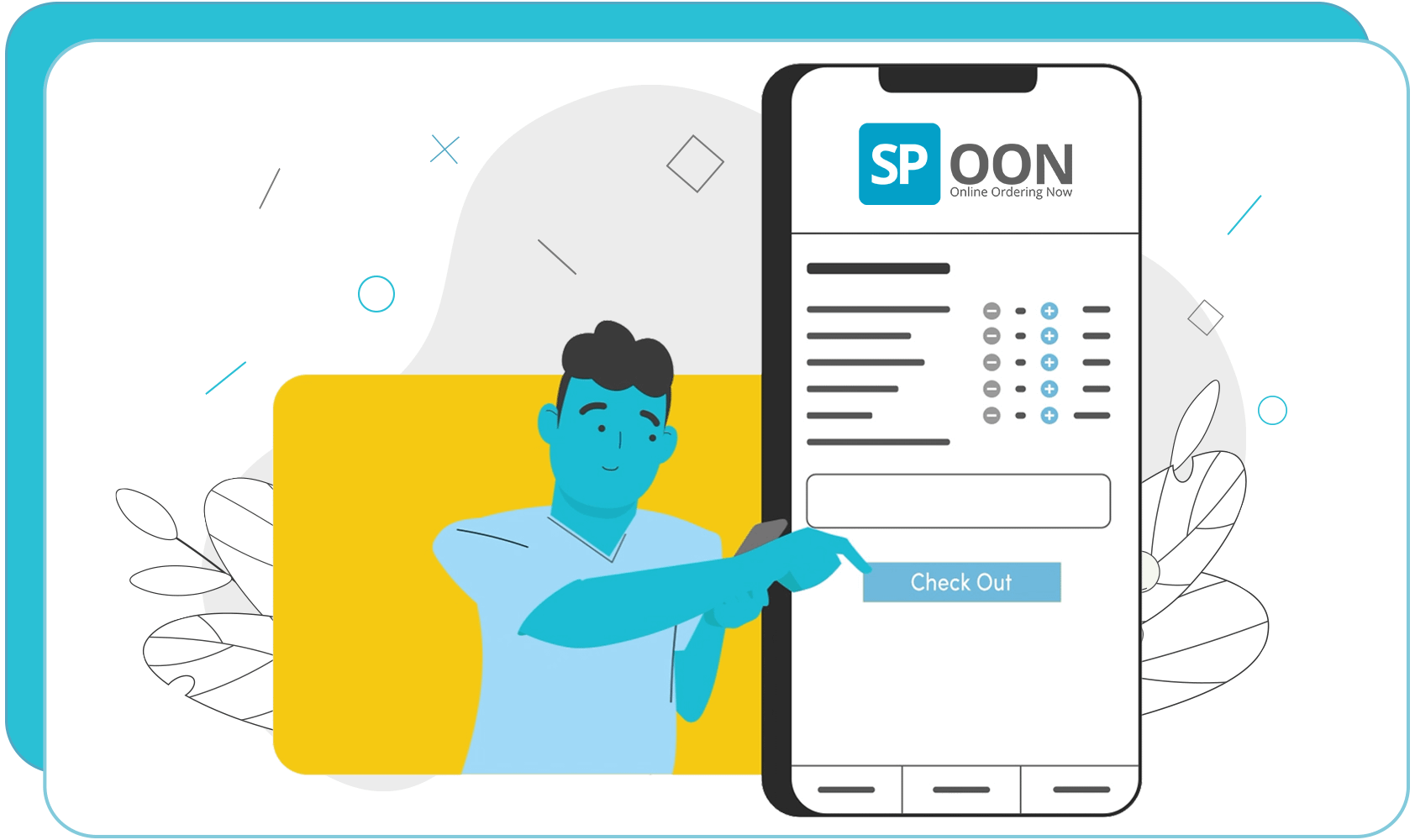 A person points to the Check Out button of an order in SPOON.